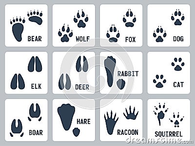 Animal tracks vector icons Vector Illustration