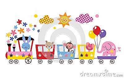 Animal train Vector Illustration