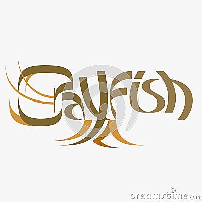 Animal typography, animal calligraphy, animal logo, animal logotype. Crayfish typography, crayfish calligraphy, crayfish logo. Vector Illustration