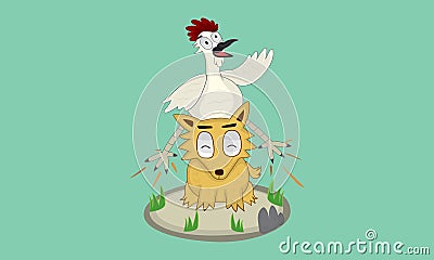 Animal Vector Chicken And Foxes Vector Illustration
