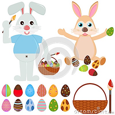 Animal Vector Icons : Rabbit Bunny with Easter Egg Stock Photo