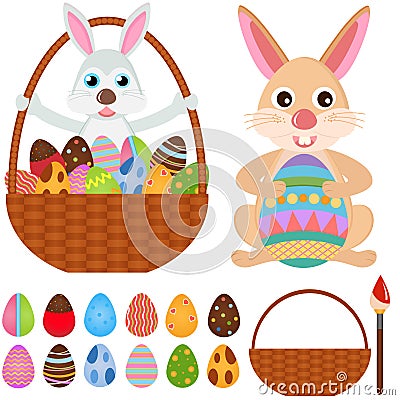 Animal Vector Icons : Rabbit Bunny with Easter Egg Stock Photo