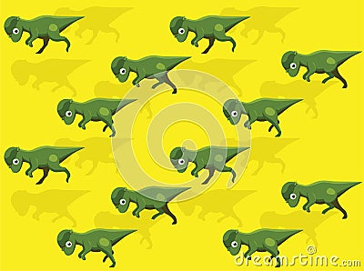 Dinosaur Animation Pachycephalosaurus Cartoon Character Seamless Wallpaper Vector Illustration