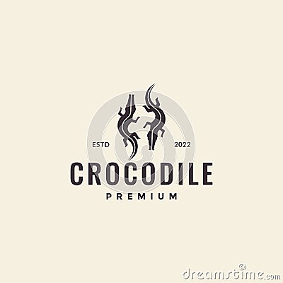 Animal water crocodiles minimalist hipster logo design vector Vector Illustration