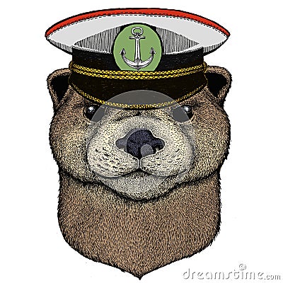 Portrait of otter. Cute animal head. Vector Illustration