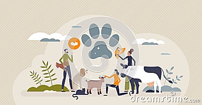 Animal welfare with best veterinary treatment and care tiny person concept Vector Illustration