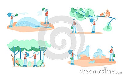 Wild animal rescue concept. Vector Illustration