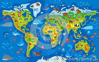Animal world. Funny cartoon character Vector Illustration