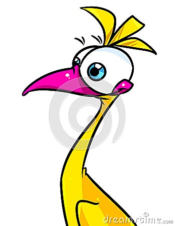 Animal yellow bird heron character cartoon illustration Cartoon Illustration