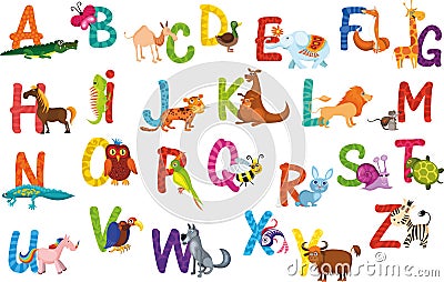 Animals alphabet Vector Illustration