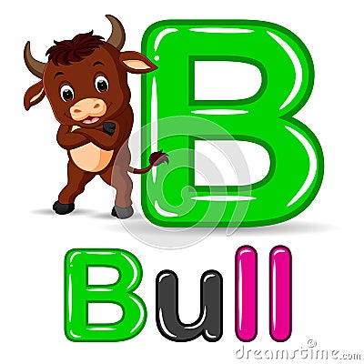 Animals alphabet: B is for Bull Vector Illustration