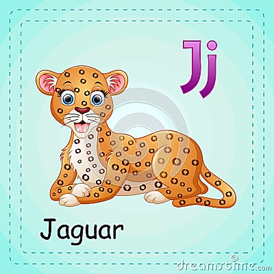 Animals alphabet: J is for Jaguar Vector Illustration