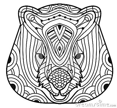 Animals of Australia. Wombat. Coloring book Vector Illustration