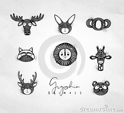 Animals authentic graphic Vector Illustration