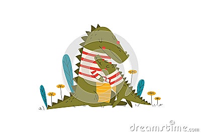 Animals baby, crocodile mother, family love for child, hand-drawn character, cartoon style vector illustration, isolated Vector Illustration