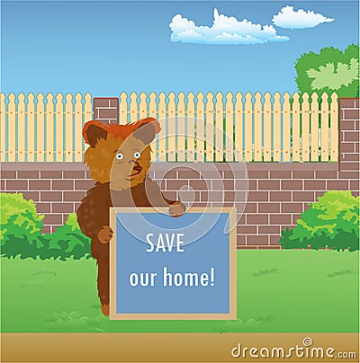 Animals with banner - bear Vector Illustration