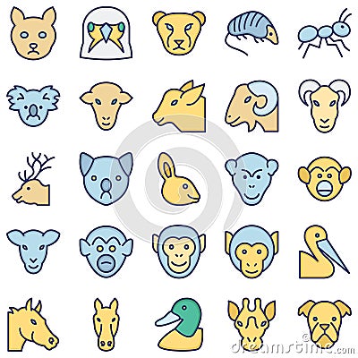 Animals and Birds Vector Icons Set which can easily modify or edit Stock Photo