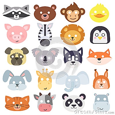 Animals carnival mask vector set. Vector Illustration