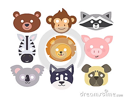 Animals carnival mask vector set. Vector Illustration