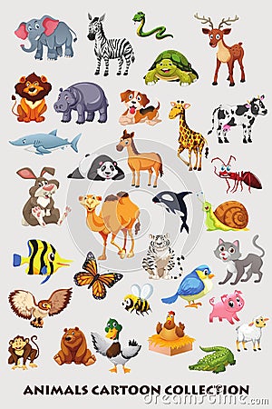 Animals cartoon collection for kids Stock Photo