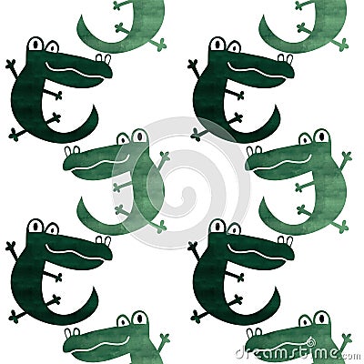 Animals cartoon seamless crocodile lizard dragon pattern for wrapping paper and fabrics and linens and kids Cartoon Illustration