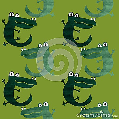 Animals cartoon seamless crocodile lizard dragon pattern for wrapping paper and fabrics and linens and kids Cartoon Illustration