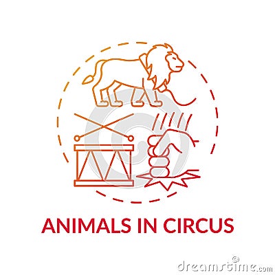 Animals in circuses red gradient concept icon Vector Illustration