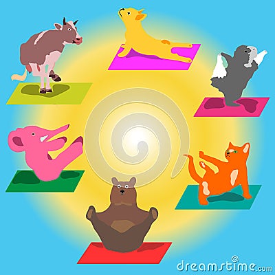 Animals do yoga Vector Illustration