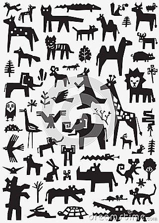 Animals doodle set Vector Illustration