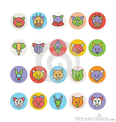 Animals Face Avatar Vector Icons 3 Stock Photo