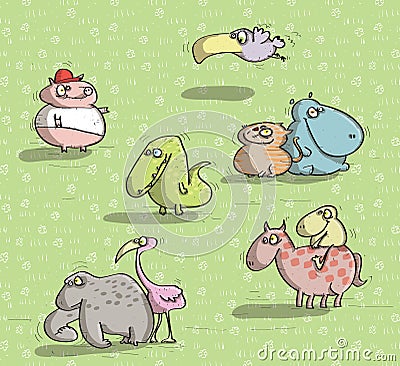 Animals Having Fun No.1 Vector Illustration