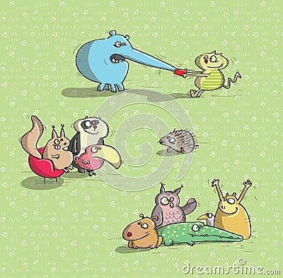 Animals Having Fun No.2 Vector Illustration