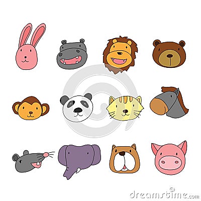 Animals head character design Vector Illustration