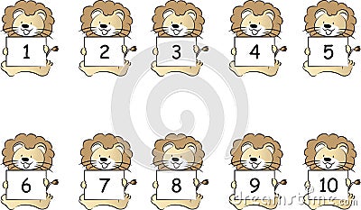 Animals holding numbers one to ten vector Editorial Stock Photo