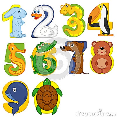 Animals like numbers Vector Illustration