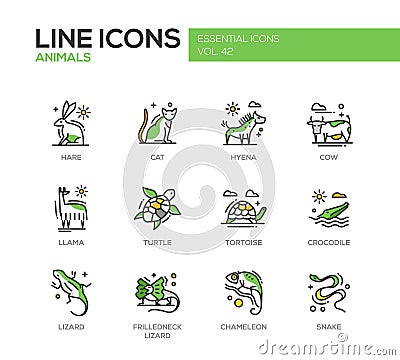 Animals - line design icons set Vector Illustration