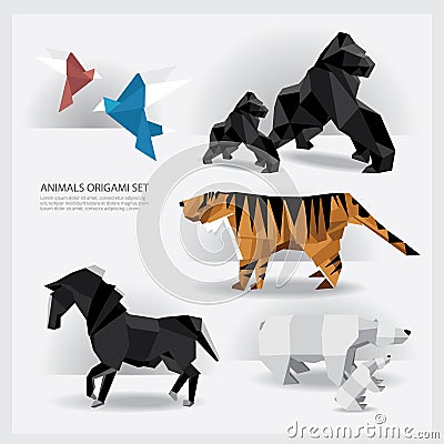 Animals Origami set Vector Illustration