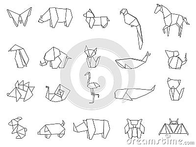 Animals origami vector craft illustration Vector Illustration