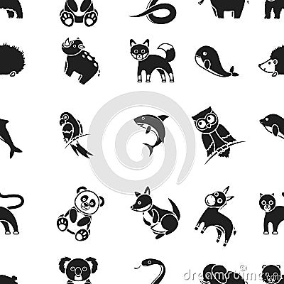 Animals pattern icons in black style. Big collection animals vector symbol stock illustration Vector Illustration