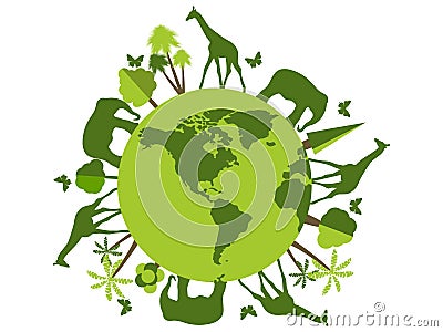 Animals on the planet, animal shelter, wildlife sanctuary. World Environment Day. Vector Illustration