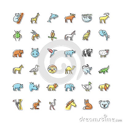 Animals printable patches Vector Illustration