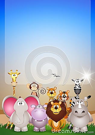 Animals of the Savannah background Stock Photo