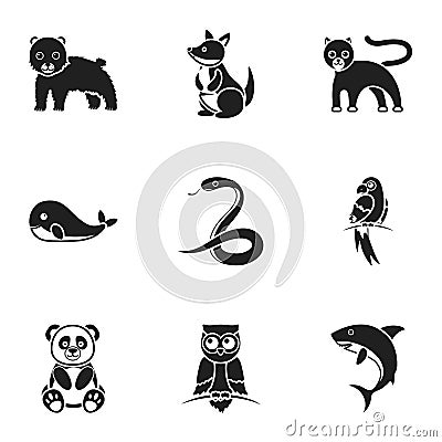 Animals set icons in black style. Big collection of animals vector symbol stock illustration Vector Illustration