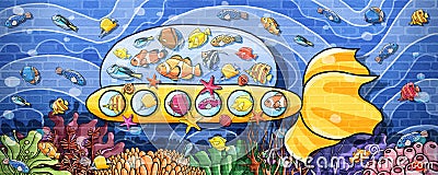 Animals underwater Travel by submarine Wall Paint Stock Photo