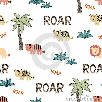 Animals Wild Africa. Seamless background Vector Illustration
