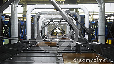 Animated abstract technological industrial transporter background Stock Photo