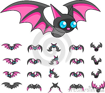 Animated Bat Monster Character Sprites Vector Illustration