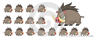 Animated Boar Character Sprites Vector Illustration