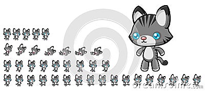Animated Cat Game Character Sprite Vector Illustration
