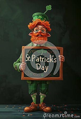 Animated character embodying leprechaun holds 